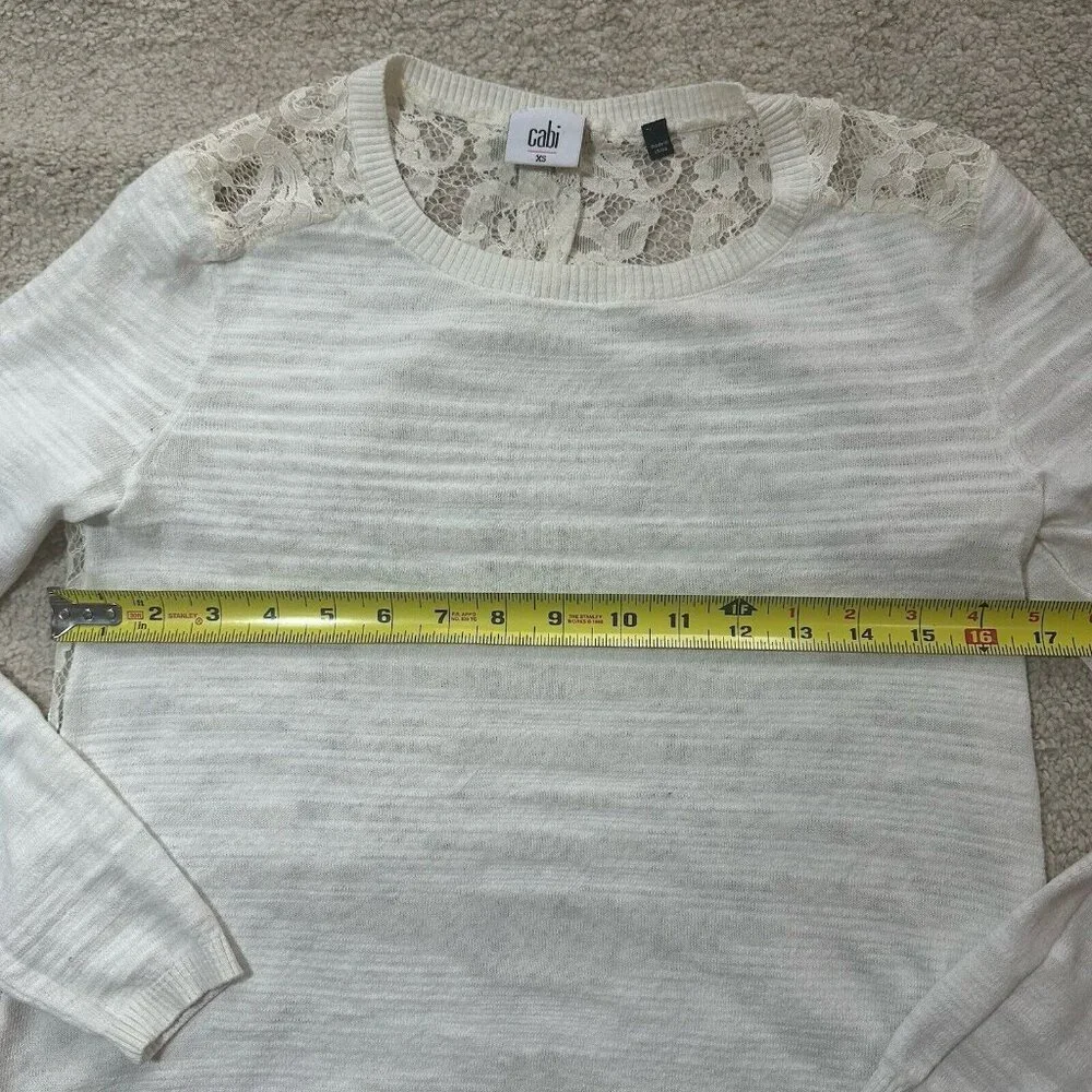 Cabi Sweater Women's XS White Cream Sophia Lace Back Sweater Feminine 5005 - Picture 6 of 14